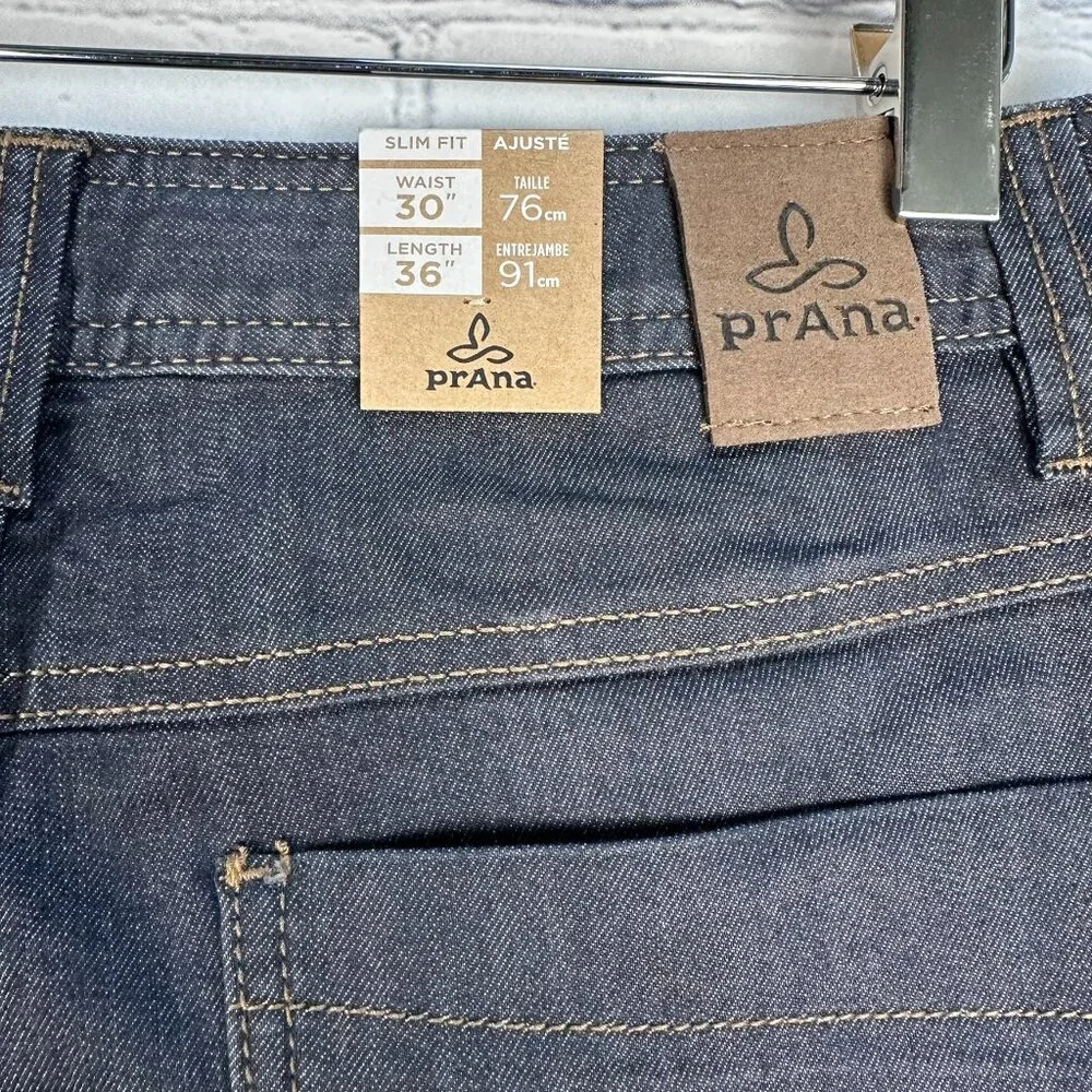 prAna Men's Bridger Slim Fit Straight Leg 5 Pocket Jean, W30 x L36, Denim Blue - Picture 8 of 15